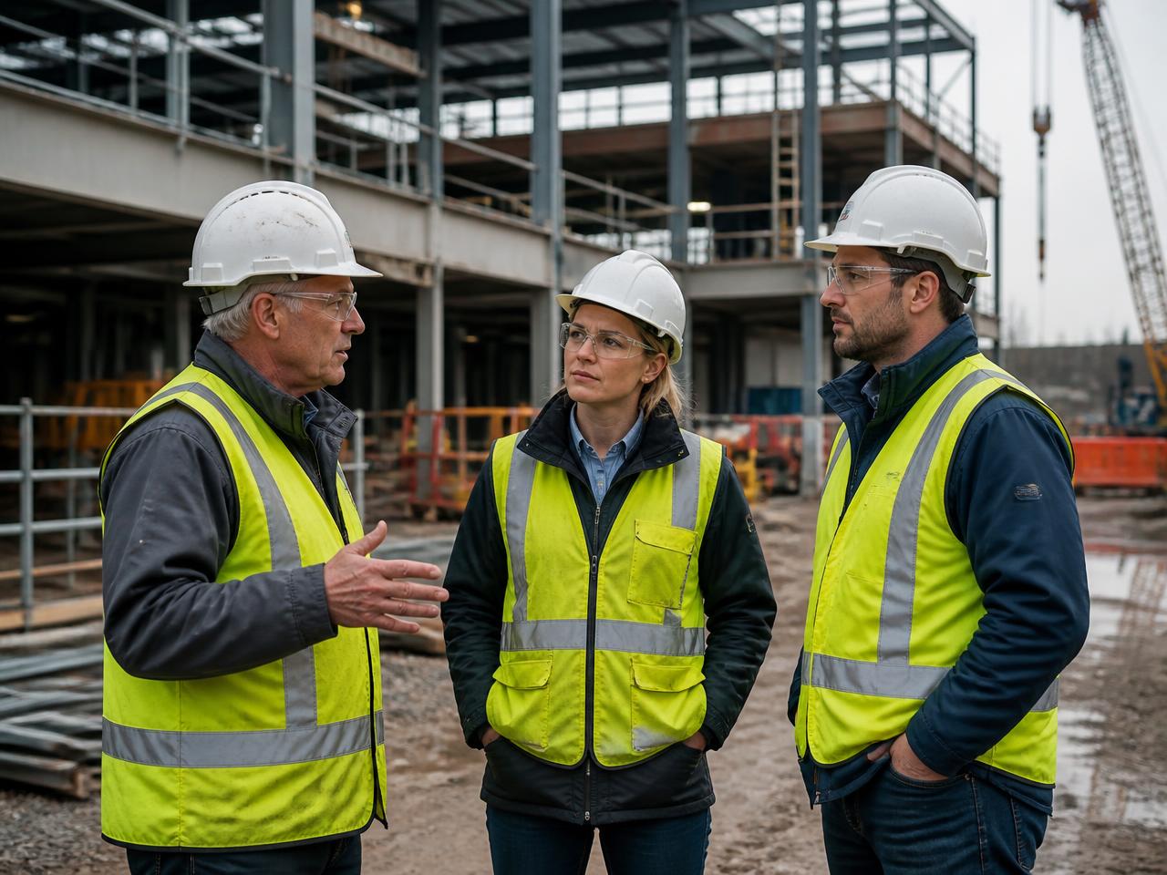 Construction professional on an active commercial site
